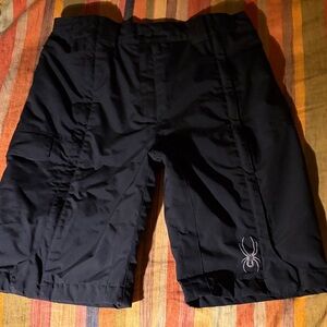 Spyder Youth/Unisex Black Ski Racing Shorts with Zip-Off Exit and Cargo Pocket